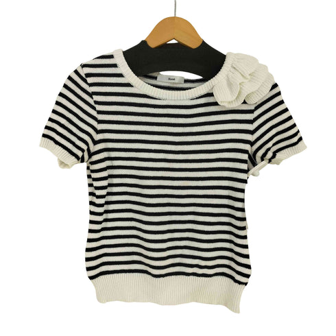 ルネ Rene 片フリル ボーダー クルーネックニット レディース